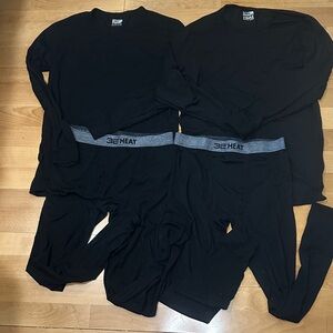 32 Degrees Men's Black Thermal Baselayer - Two Sets, Small